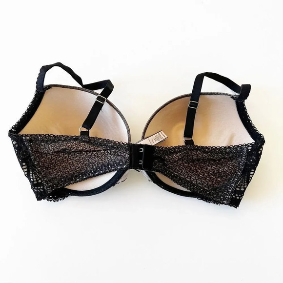 Victoria’s Secret Dream Angels Pushup‎ Bra Size 34DD Black Nude Lace Uplifting - Picture 2 of 10